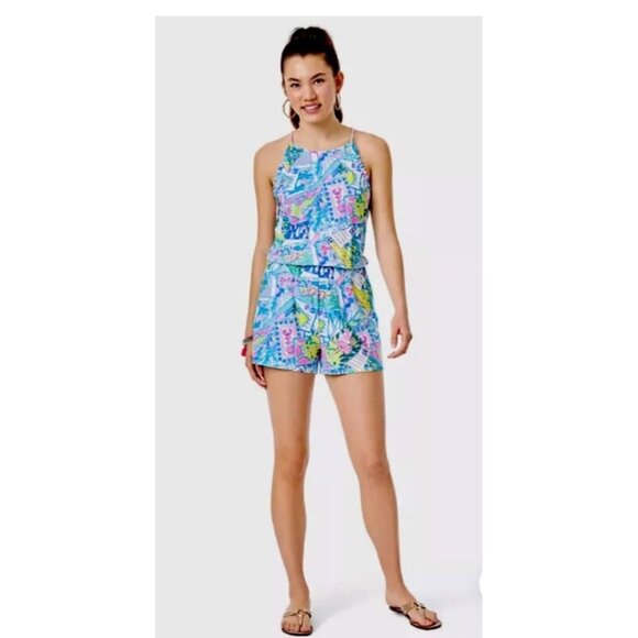 Lilly Pulitzer Wish You Were Here Multicolor Romper - Picture 1 of 7